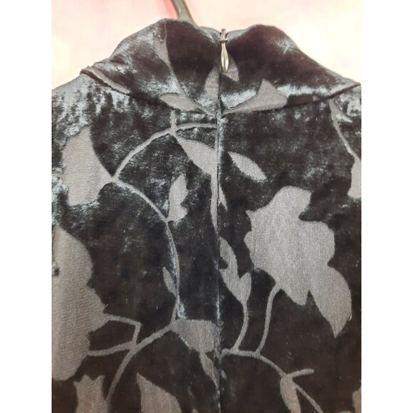 Vintage 80s Cache Jumpsuit Size S Black Velvet Mock Neck Short Sleeve Size S - Picture 10 of 11